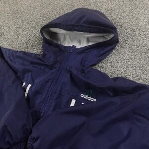 VTG Adidas Jacket Womens M Blue Track Windbreaker 3 Stripe Full Zip Gym 90s Y2K